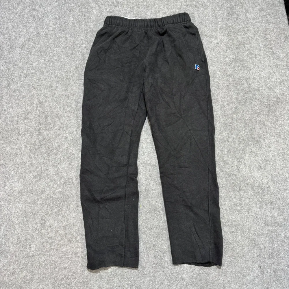 Russell Athletic Black Fleece Sweatpants Straight Leg Joggers Mens Medium